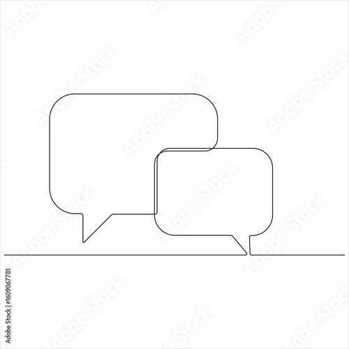  Continuous speech bubble single line art drawing dialogue speech bubble border vector illustration