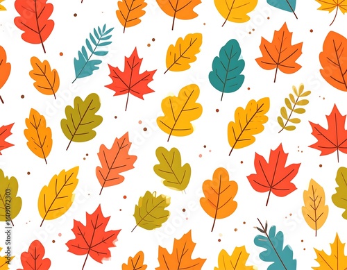 Autumn leaves pattern on white background