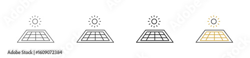 Solar Cell icon set outline style with various sizes