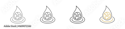 Save Water icon set outline style with various sizes