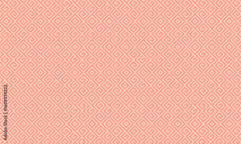 Fototapeta premium Seamless African Geometric Pattern with Traditional Pixel Spiral Motif