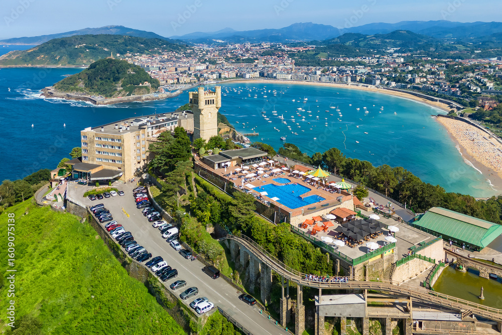 Fototapeta premium Aerial view of the San Sebastian cityscape, Basque country, Spain.