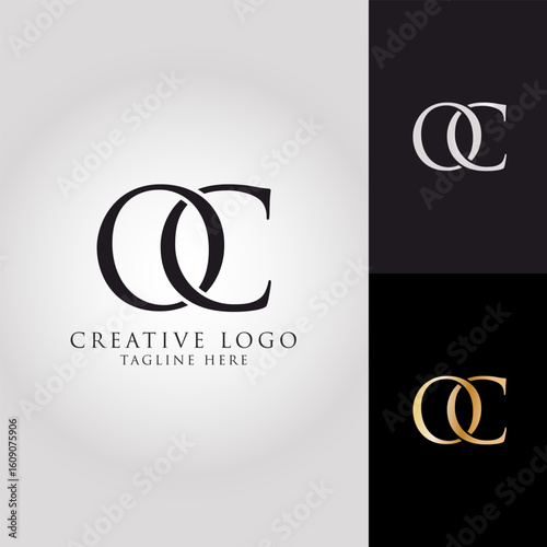elegant initials logo letters OC with black white and gold colors