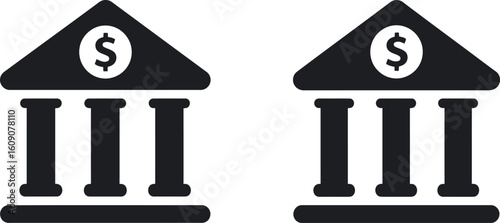Bank building icons finance economy business investment