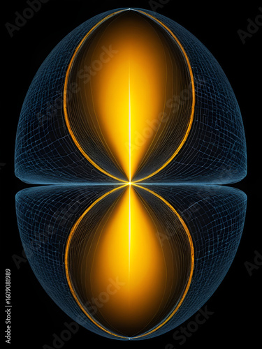 90. Cracked elliptical figure glowing from inner fault lines
