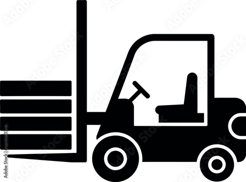 Forklift truck lifting cargo silhouette
