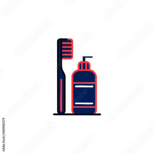Toothbrush and mouthwash vector illustration - dental hygiene clipart