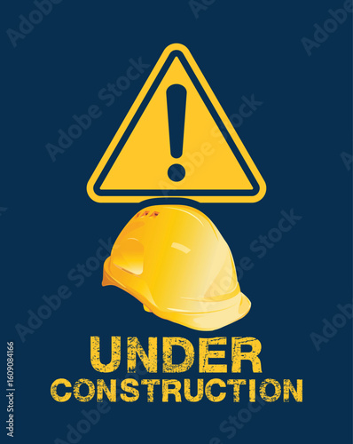 under construction,  grunge yellow and black diagonal stripes on background, Vector illustration.