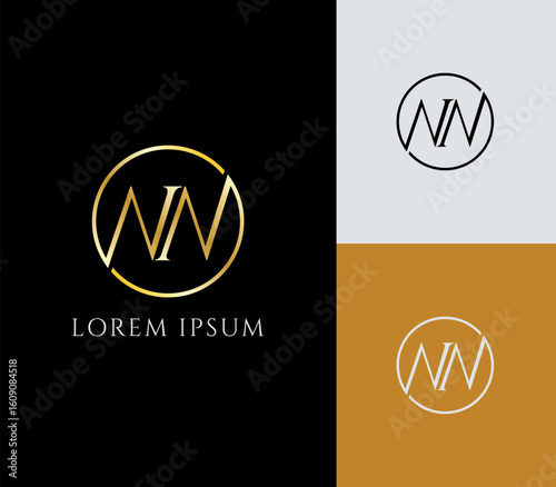 classic and clean logo letter N and N with gold color, vector