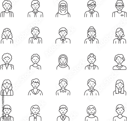 Diverse collection of hand drawn people icons
