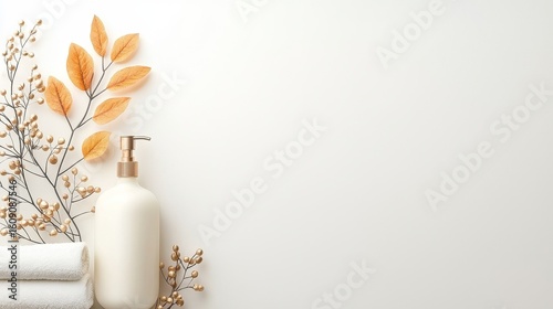 Soothing spa experience minimalist studio product display calm environment top view self-care concept