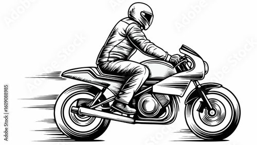 Racing Motorcycle Rider Drawing Clipart for Speed Biker Art Prints
