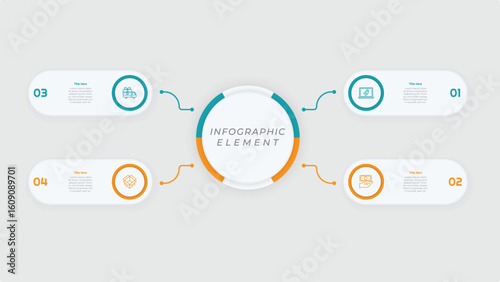 4 Options or Steps Flat Infographic Element. Modern and clean design for presentations, reports, and web