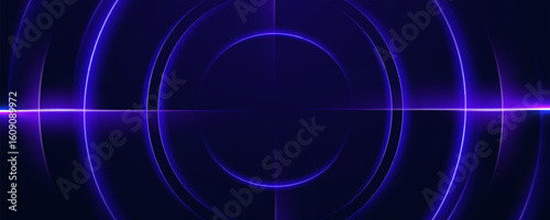 Abstract purple concentric circles with glowing light effect