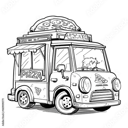 Pizza truck coloring page