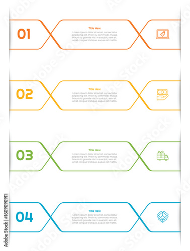 4 Options or Steps Outline Infographic Element. Modern and clean design for presentations, reports, and web