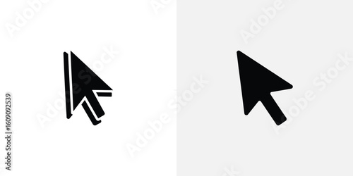 Two Black Cursor Icons on Contrasting Gray and White Backgrounds Depicting Navigation