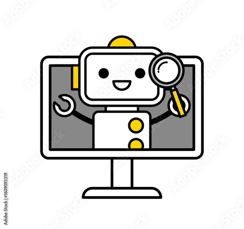 AI、ロボットのアイコンイラスト / パソコン / ベクター