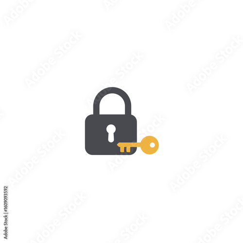 Digital padlock and golden key icon symbolizing secure access and data protection for privacy and confidential information