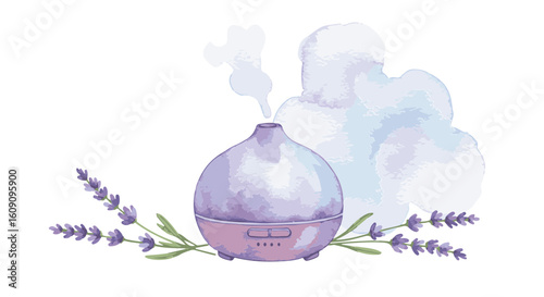 A lavender oil diffuser with aromatherapy. 