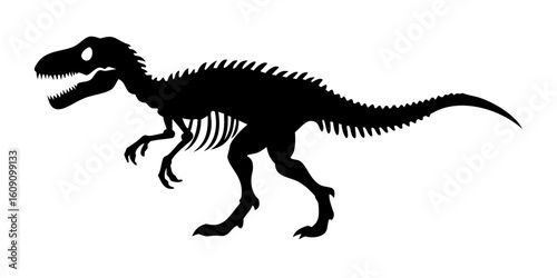 Dinosaur Skeleton Silhouette Clipart Vector