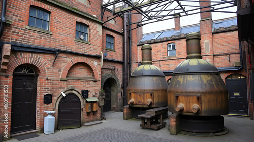 Stoke-on-trent, Staffordshire, England, March 3 2023. Old Gladstone Potteries with bottle ovens in the centre of Stoke on Trent, Staffordshire,UK. Industrial architecture in England