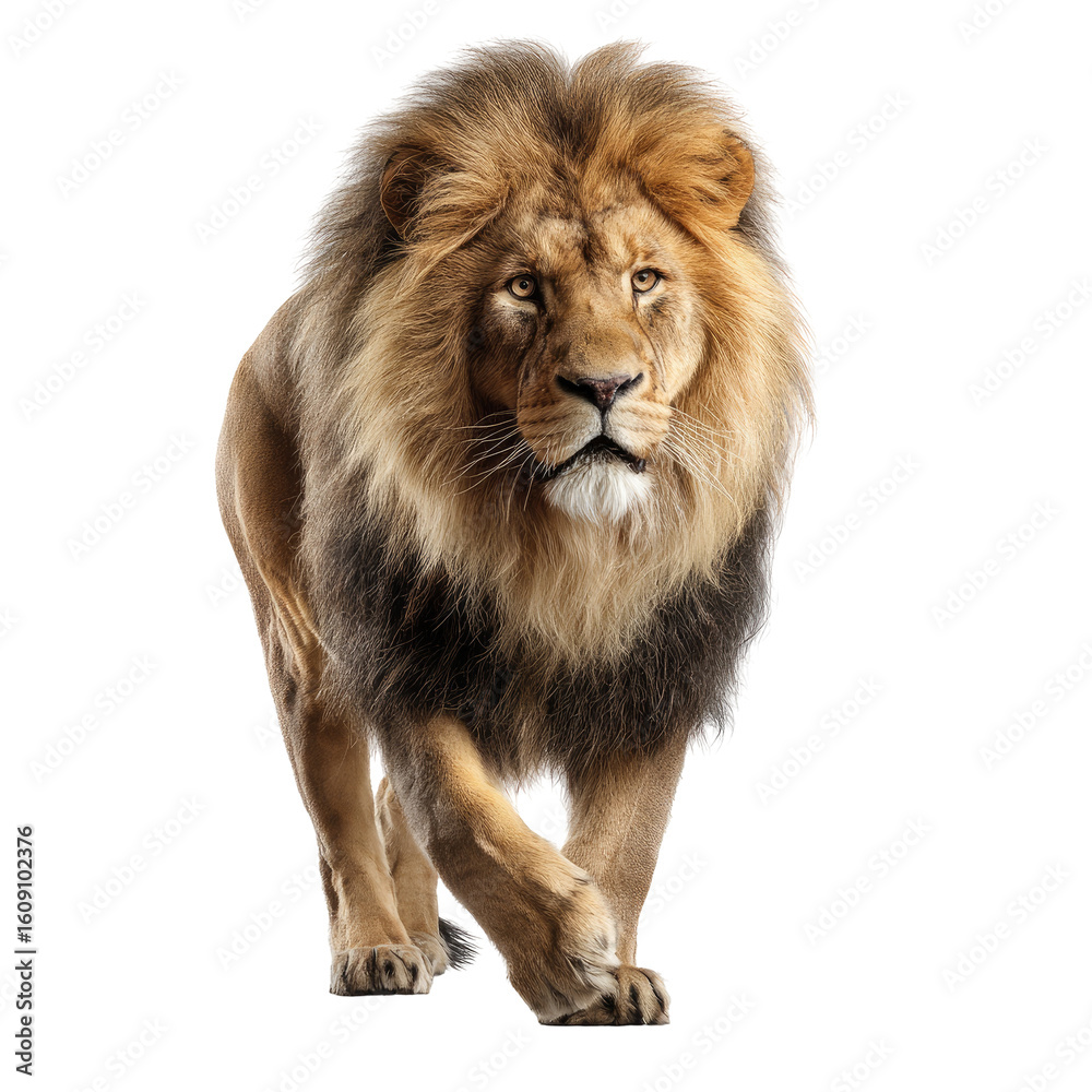 Fototapeta premium Powerful lion striding forward