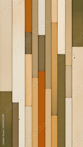 Photo of a textured background of vertical wooden planks in various natural colors