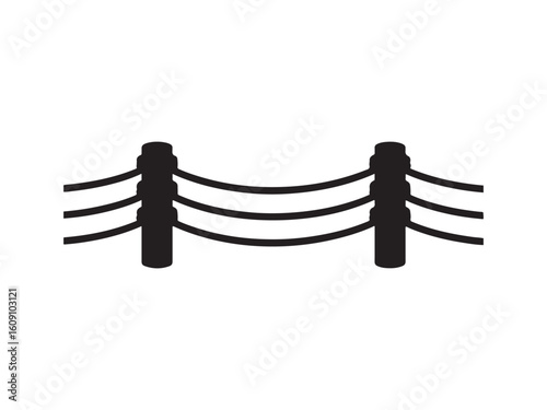 Rope barrier silhouette isolated on white background