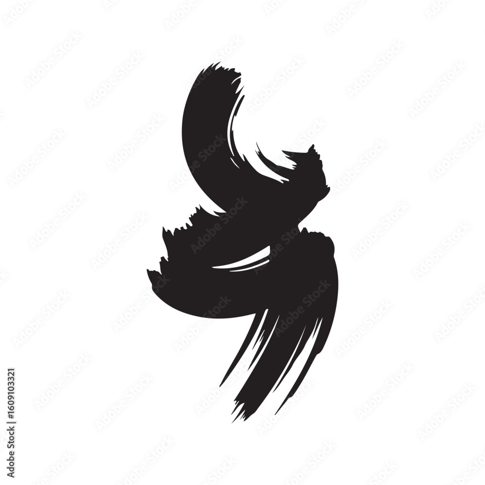 Fototapeta premium Abstract black brush stroke vector isolated on white background.