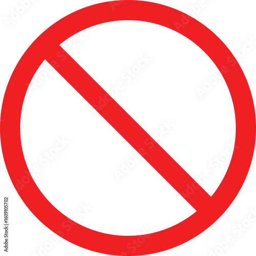 Bold red prohibition sign or no entry symbol on transparent background – vector illustration for restriction and warning concepts