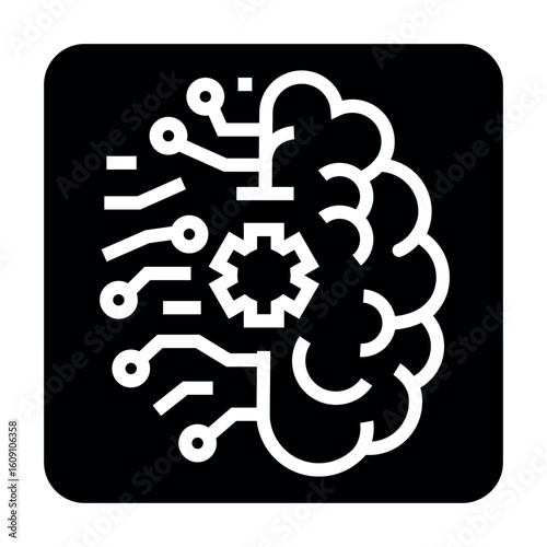 Deep Learning black flat icon.Minimal clean icon for apps and websites.