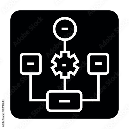 Algorithm neural network black flat icon.Minimal clean icon for apps and websites
