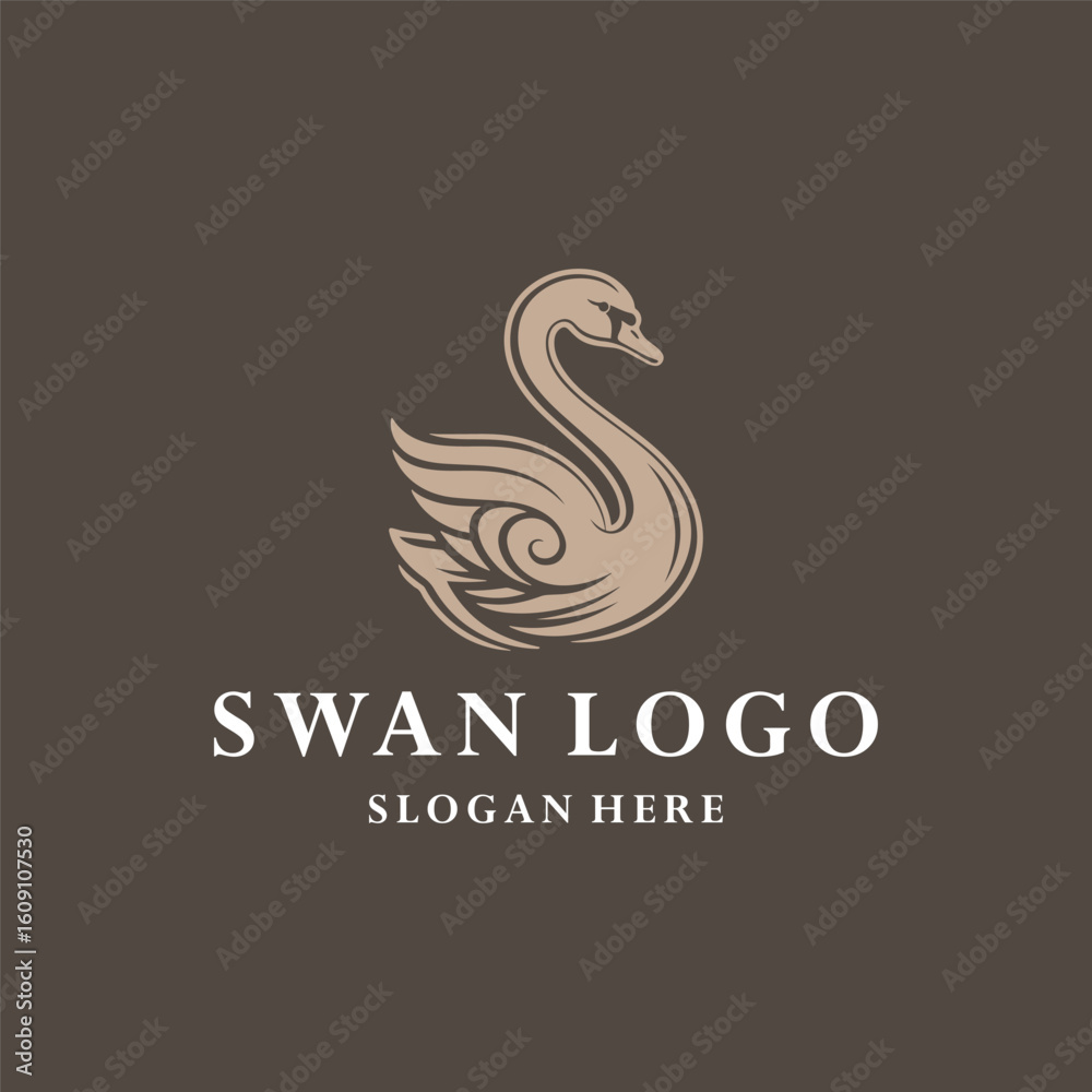Obraz premium Swan logo vector icon illustration