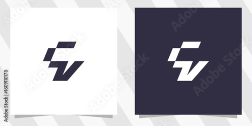 letter cv vc logo design vector