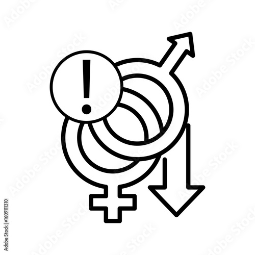 Decreased libido line icon, low sex drive vector illustration, pictogram isolated on white background. color editable