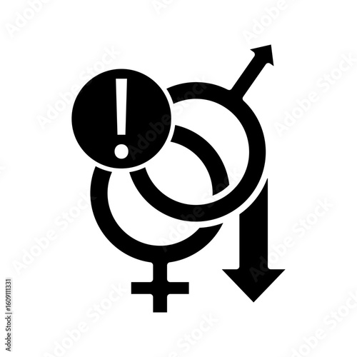 Decreased libido line icon, low sex drive vector illustration, pictogram isolated on white background. color editable