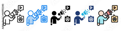Public relations icon set multiple style collection