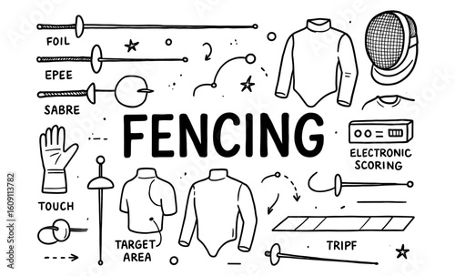 Fencing equipment and techniques in a linear style