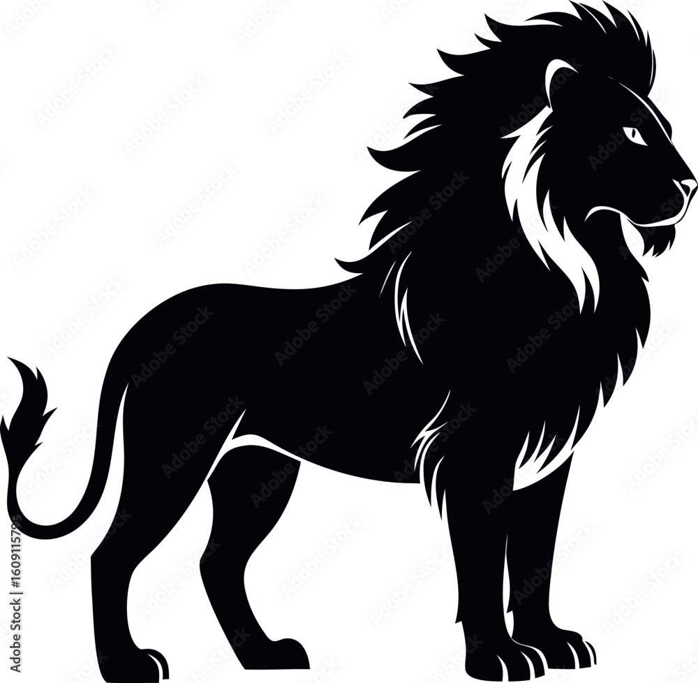Fototapeta premium black vector silhouette of a lion in side view 