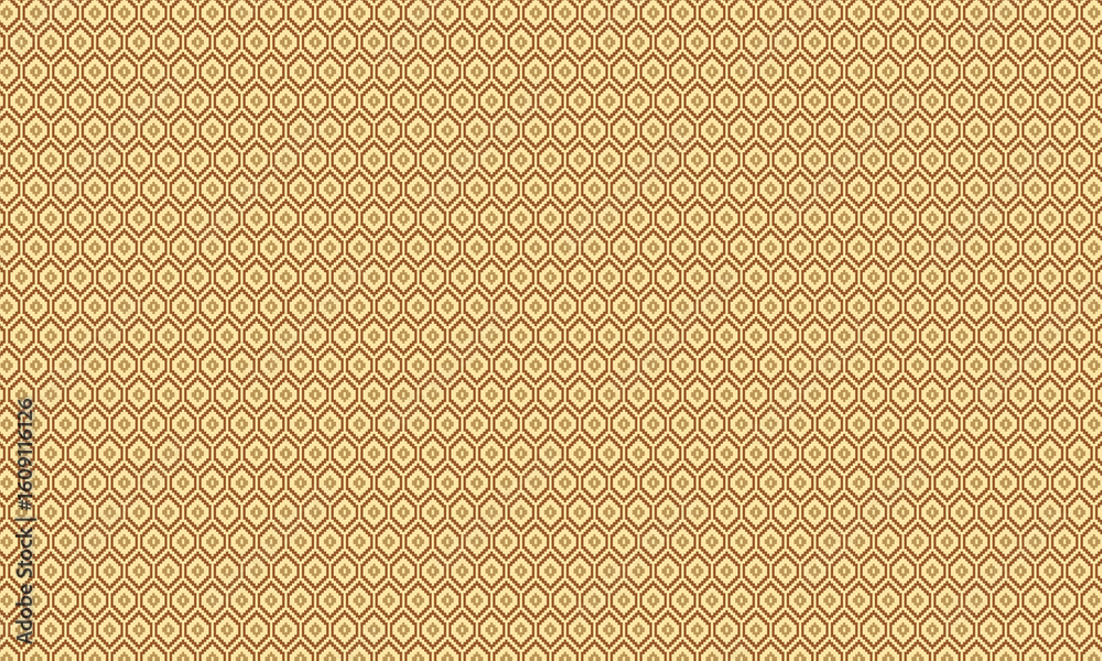 Fototapeta premium Seamless African Pixel Pattern with Hexagonal and Diamond Tribal Motifs
