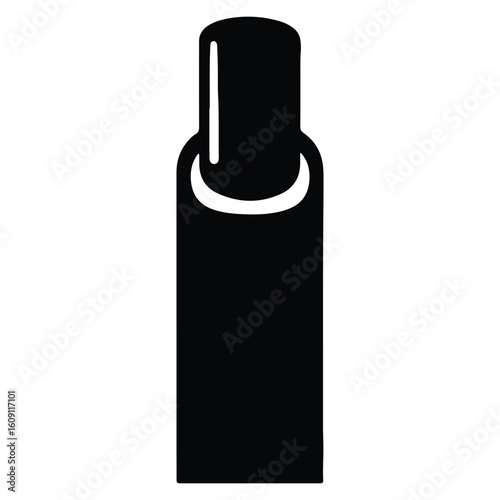 Simple black and white nail polish bottle design isolated on white background