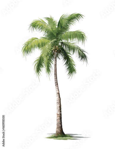 Realistic tropical coconut palm tree illustration