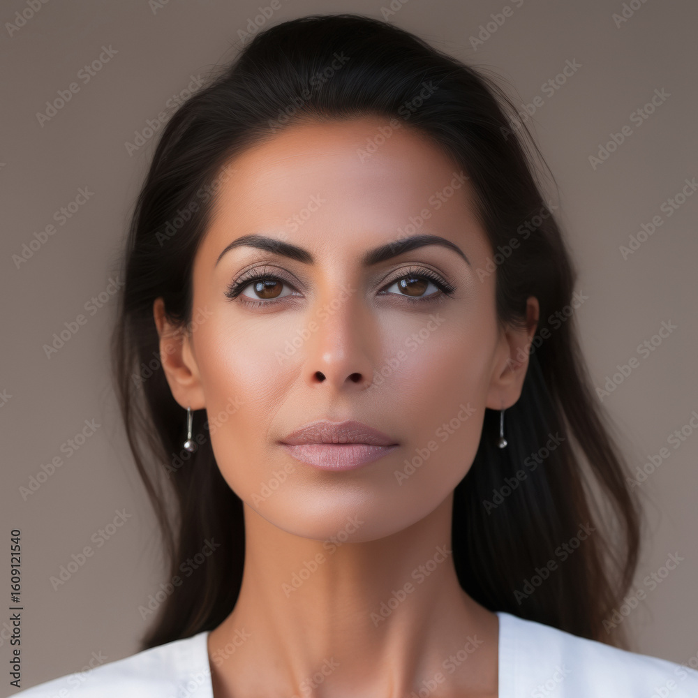 Naklejka premium indian model woman face close up on grey background