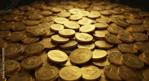 Pile of golden coins creating a rich and valuable treasure concept image