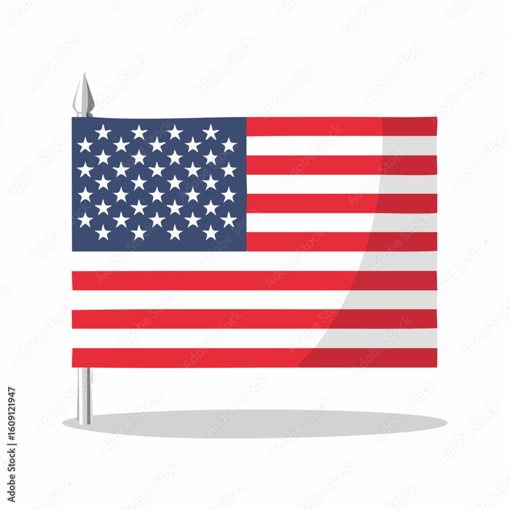 Obraz premium American Flag Icon: A symbolic American flag, meticulously rendered with vibrant colors and precise details, represents national pride and patriotism.