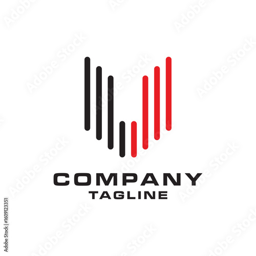 Modern logo letter V with red and black colors