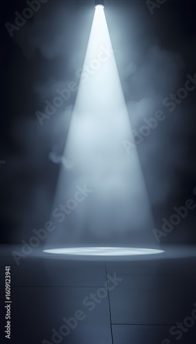 Wallpaper Mural Bright Spotlight Beam on Dark Stage with Dramatic Fog Torontodigital.ca