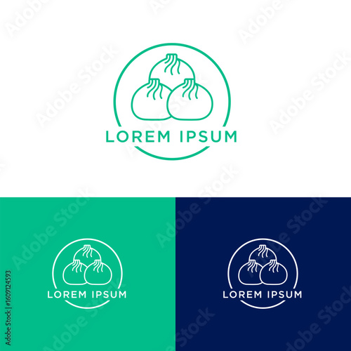 minimalist three Dimsum logo, vector