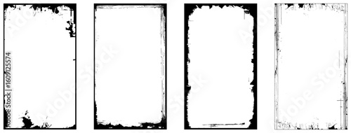 Set of vertical textured frames. vector grunge frames

